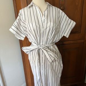 J.Crew Relaxed-fit short-sleeve cotton poplin shirtdress in stripe sz M